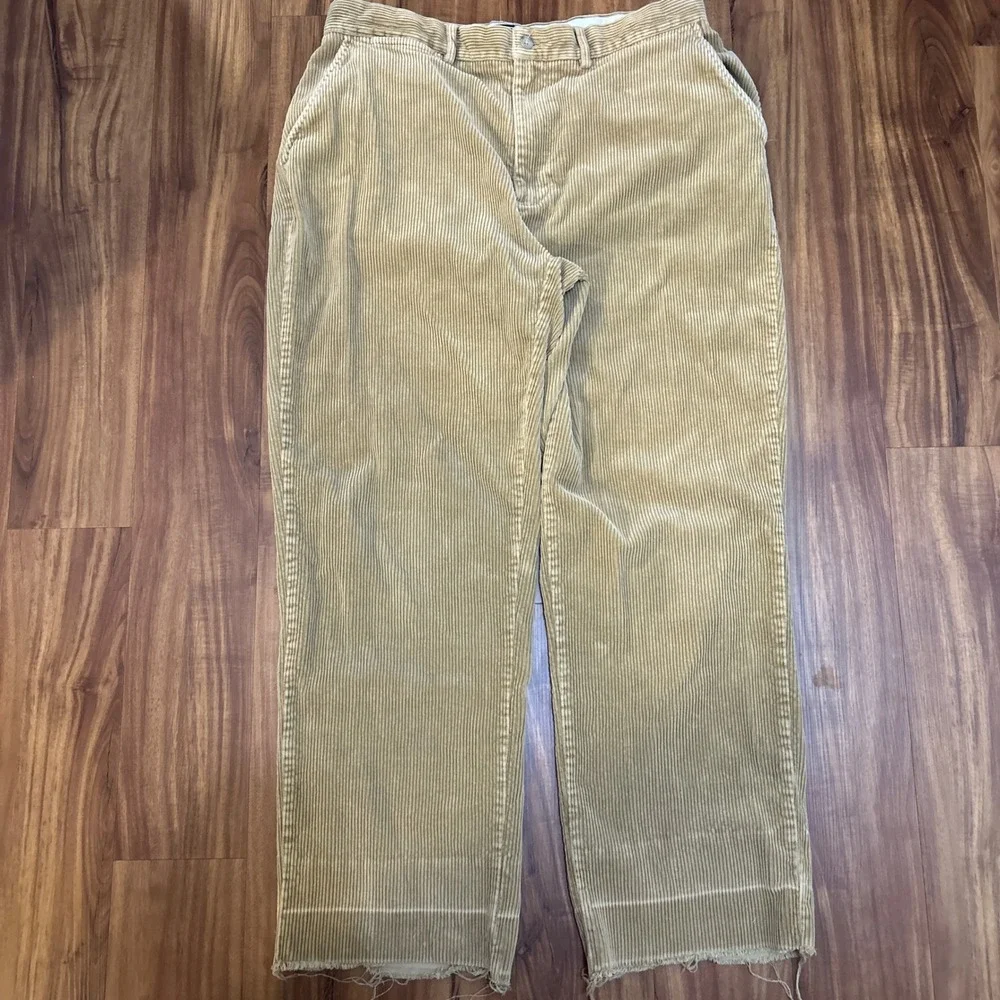Polo Ralph Lauren Tan Corduroy Pants Mens 35x28 Raw Hem Wide Wale Khaki Cotton